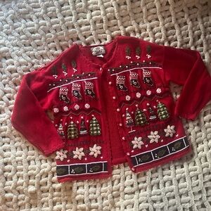 Festive Red Holiday Cardigan